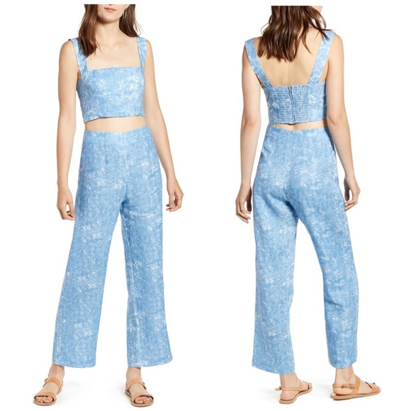 New! Reformation Mara 2–Piece Set Tie Dye Linen Cropped Top & Wide Leg 🩵 size 4 - Picture 1 of 16
